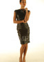 Soft black leather dress Catrina – side profile view on mannequin