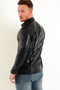 Back view of men’s leather overshirt jacket