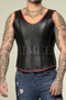 Men’s leather corset waistcoat Victorian steel boned front view