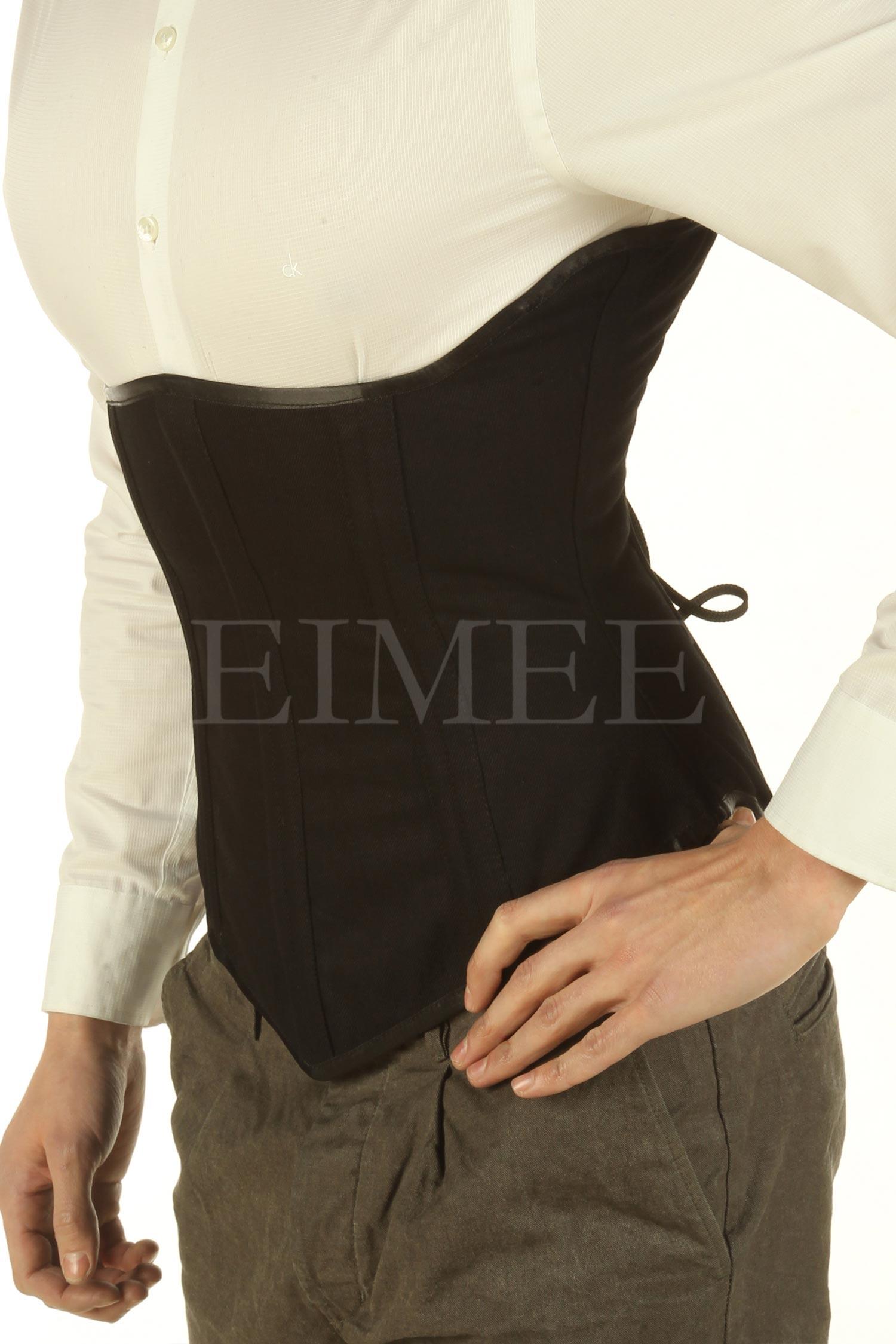 Mens Leather Corset Tight Lacing Belted Underbust
