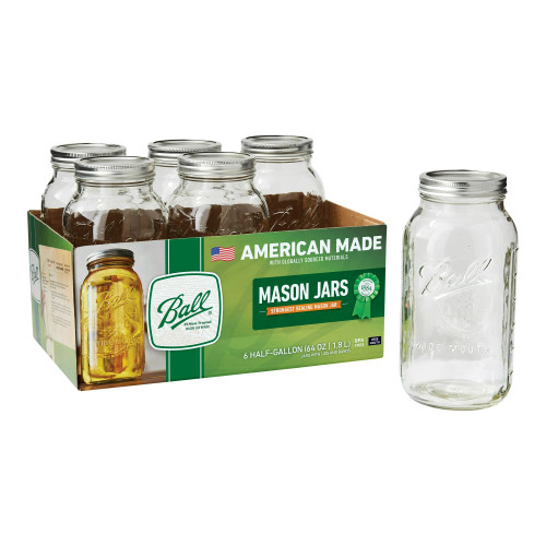 Ball 64oz (2 Qt) Wide Mouth Jars with Lids 6/cs Ball 64oz (2 Qt) Wide Mouth Jars with Lids 6/cs