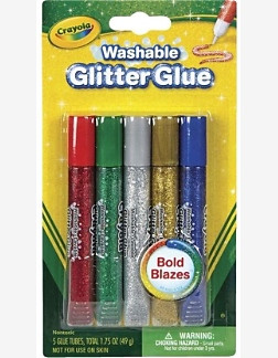 Glitter Glue washable 5 colors