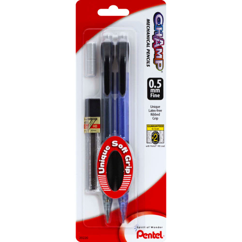 Champ Mechanical Pencil 2pk. w/0.5mm lead & Erasers