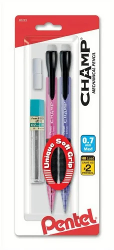 Champ Mechanical Pencil 2pk. w/0.7mm lead & Erasers