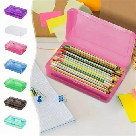 Pencil Box Lg. School Snap-Tight vty colors