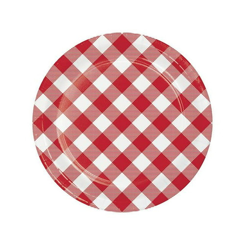 Plates- Red & White Gingham- Small 8ct