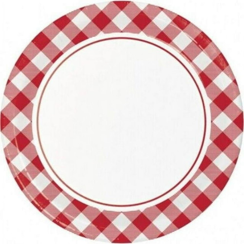 Plates- Red & White Gingham -Large 8ct