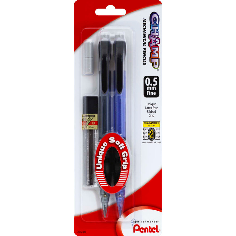 Champ Mechanical Pencil 2pk. w/0.5mm lead & Erasers