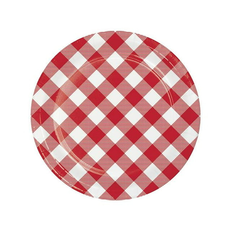 Plates- Red & White Gingham - Small 8ct