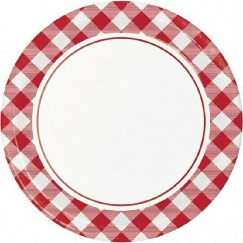 Plates- Red & White Gingham -Large 8ct
