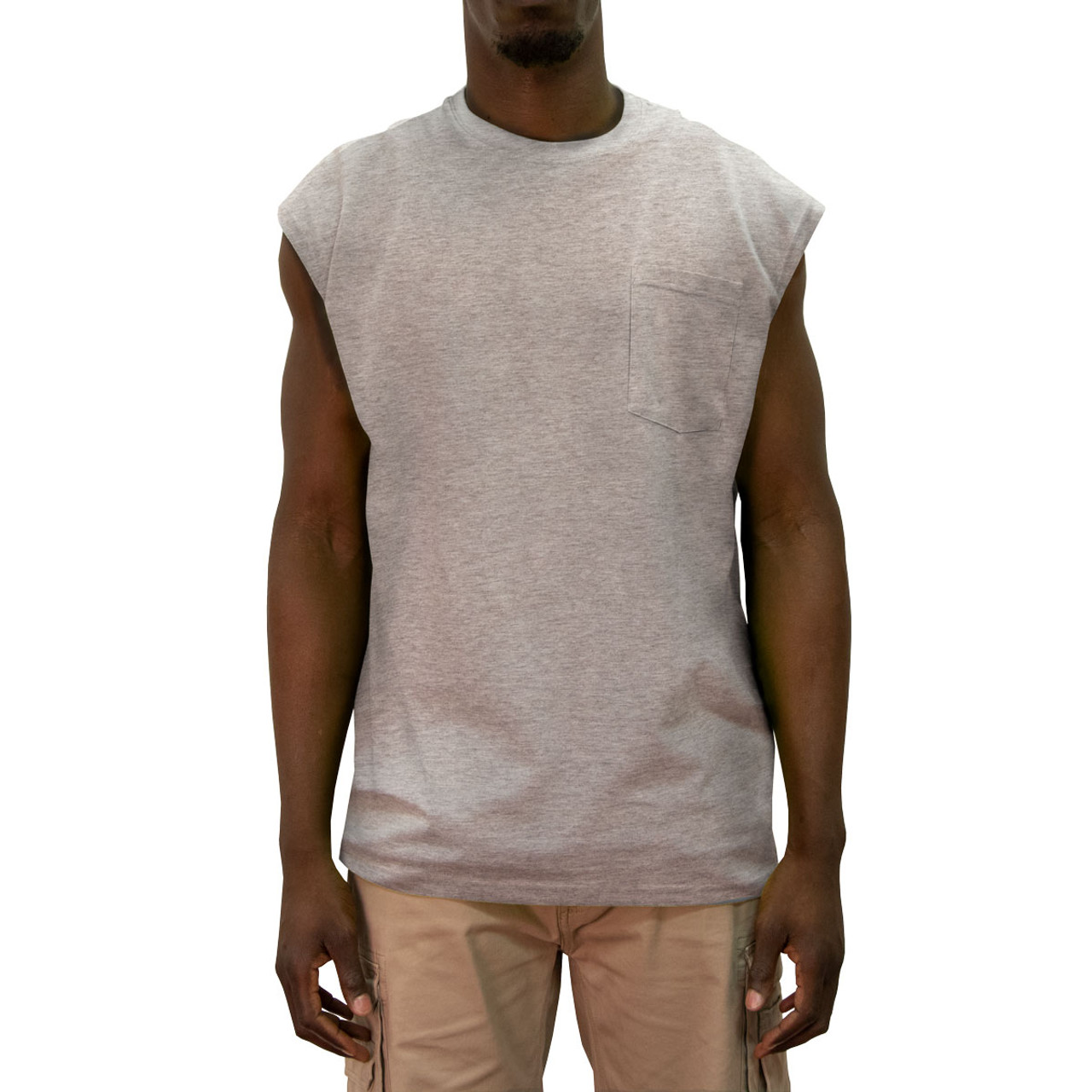 mens sleeveless pocket tees