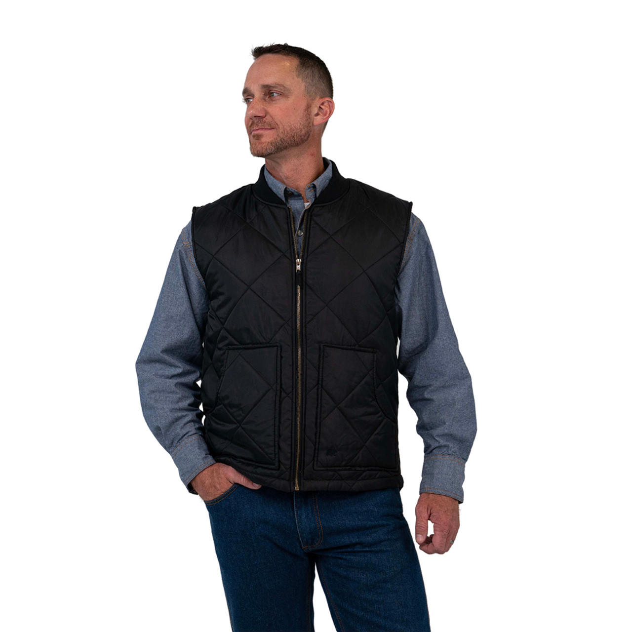 KEY Montana Vest - Black Taffeta Vest for Men