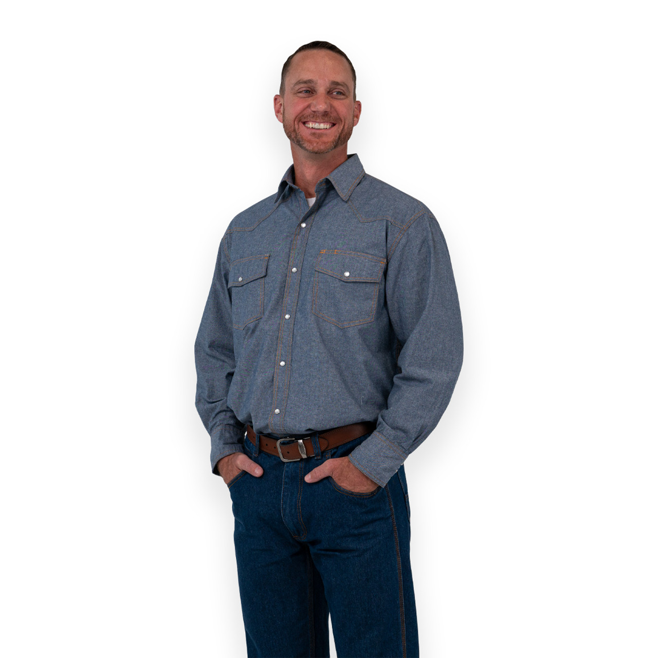 Blue Chambray Work Shirt - Short Sleeve