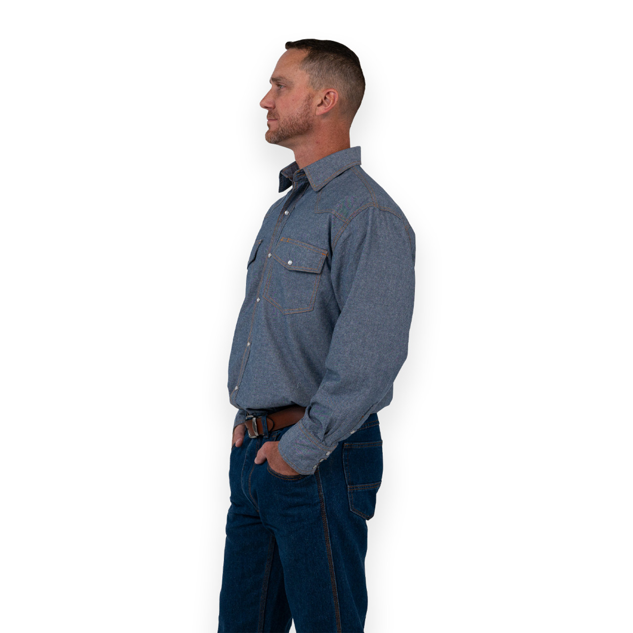 Chambray Long Sleeve Western Shirt