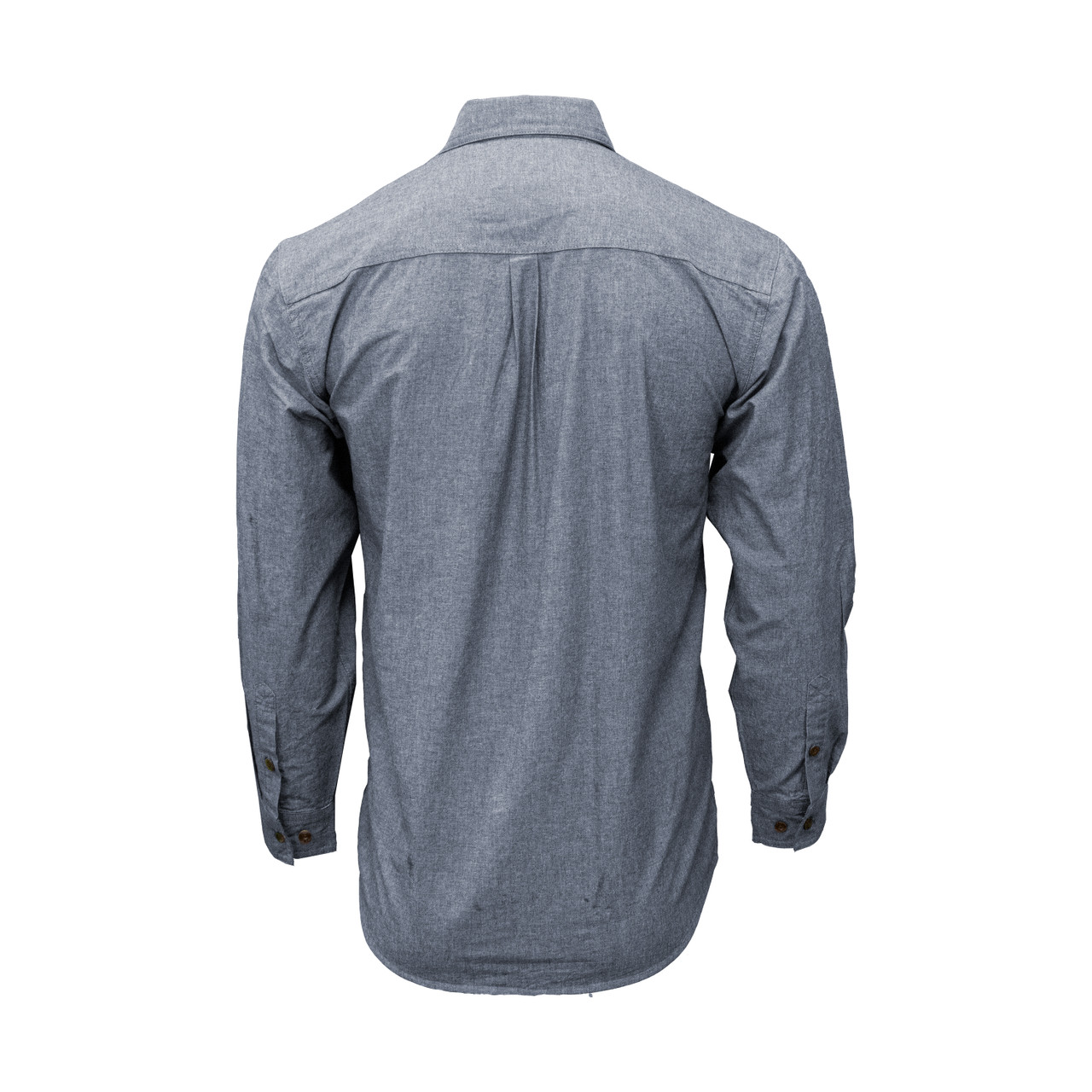 Chambray Collar Long Sleeve Polo Shirt - Brown
