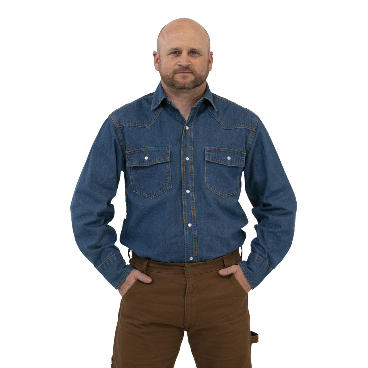 Short-Sleeved Denim Workwear Shirt - Men - Ready-to-Wear