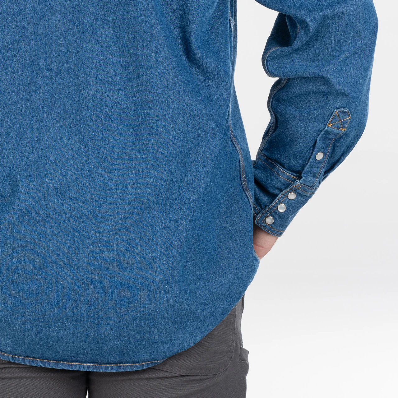 Denim Pearl Snap Western Shirt - Long Sleeve - KEY Apparel