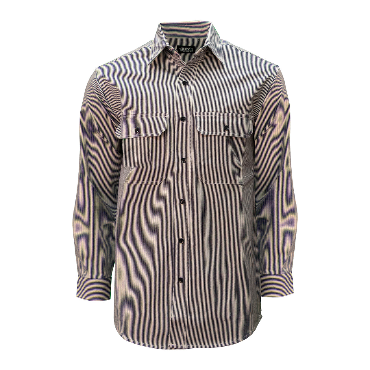 Hickory Stripe Long Sleeve Button Logger Shirt - KEY Apparel