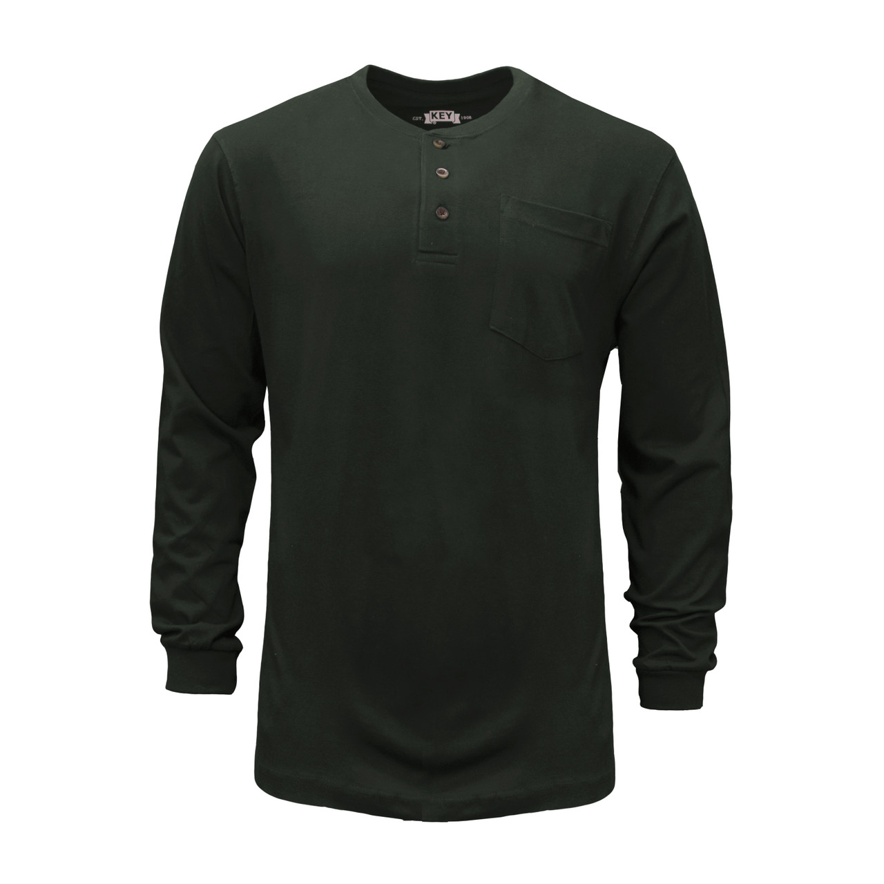 Heavyweight Long Sleeve Henley T Shirt | KEY