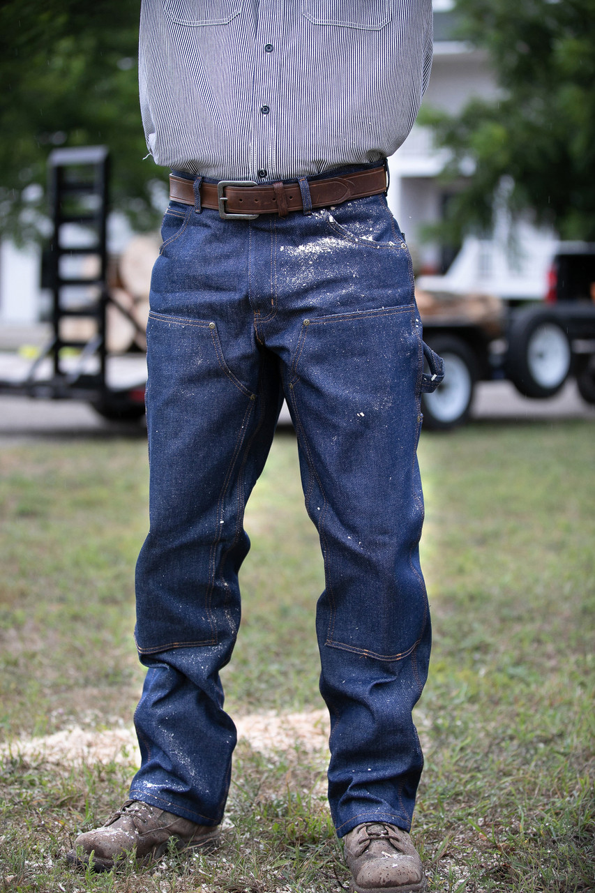 logger jeans with suspenders