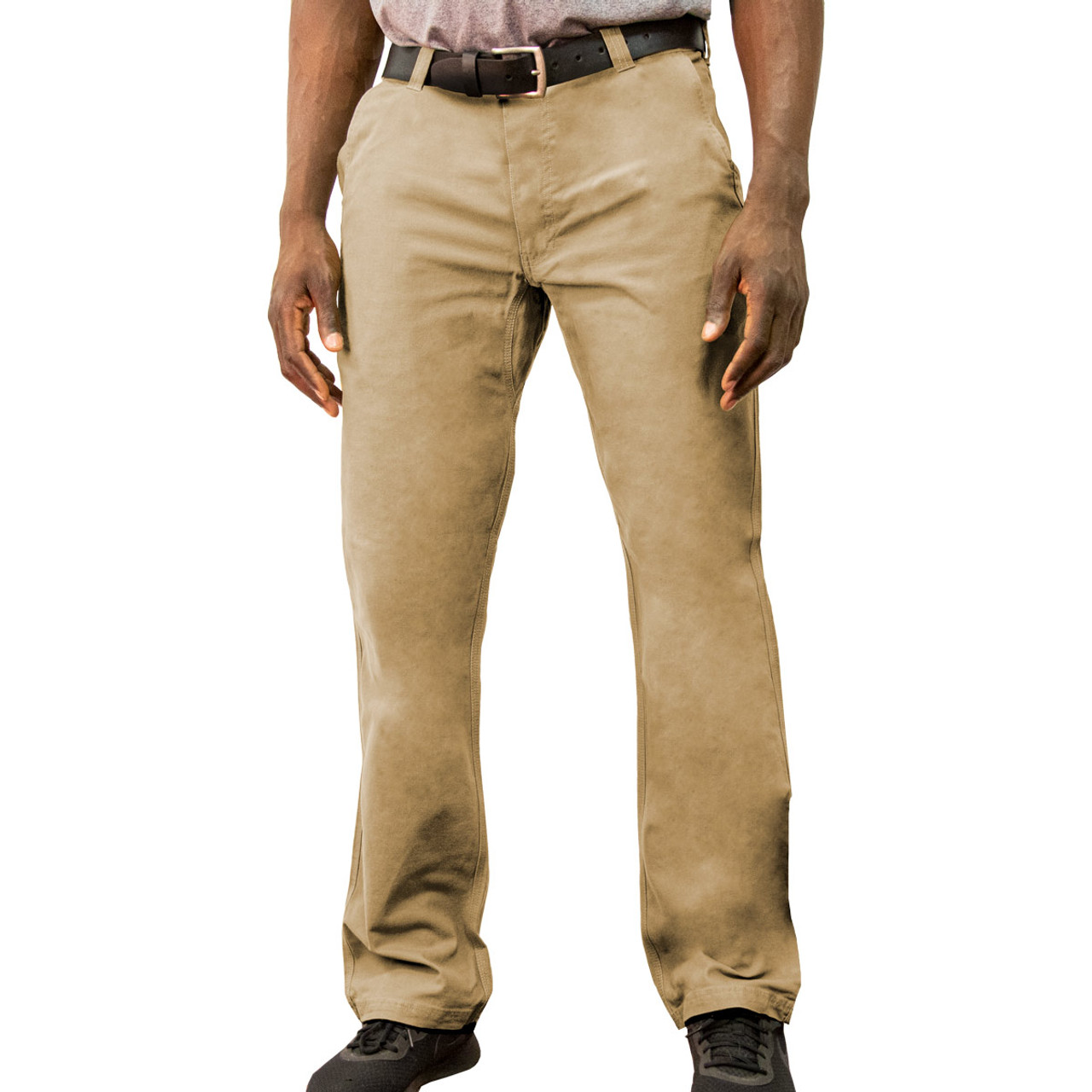 Relaxed fit canvas trousers · Khaki · Dressy