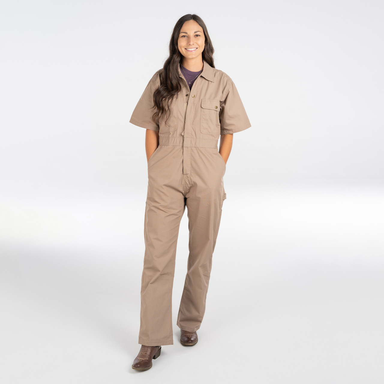 Poplin Unlined Short Sleeve Coveralls