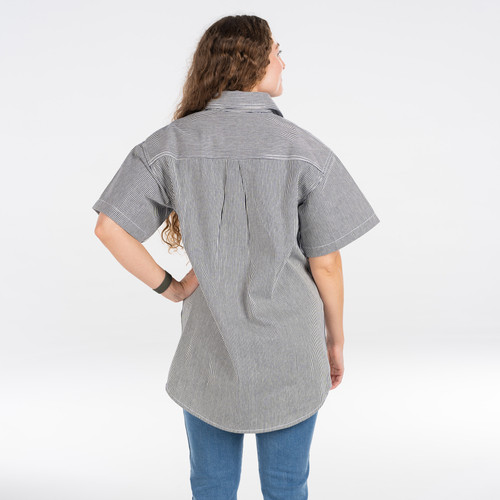 KEY Hickory Stripe Short Sleeve Zip Logger Shirt - Men's