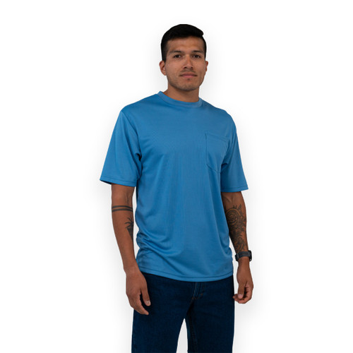 Performance Comfort Short Sleeve T-Shirt Pocket Polyester Moisture Wicking Crew Neck