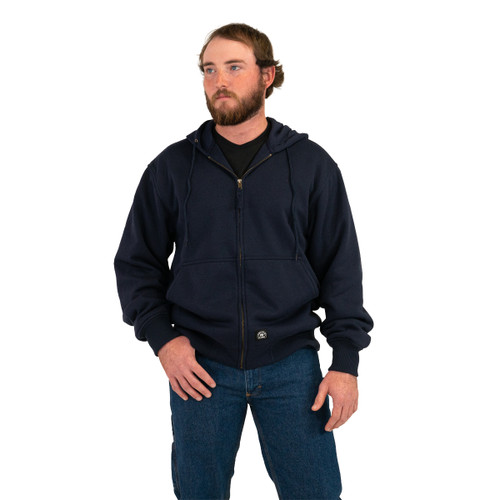 Heavy Weight Thermal Lined Sweatshirt Fleece Outer Shell Thermal Knit Lining  Knit Cuffs Front Pockets Taffeta Lined Sleeves