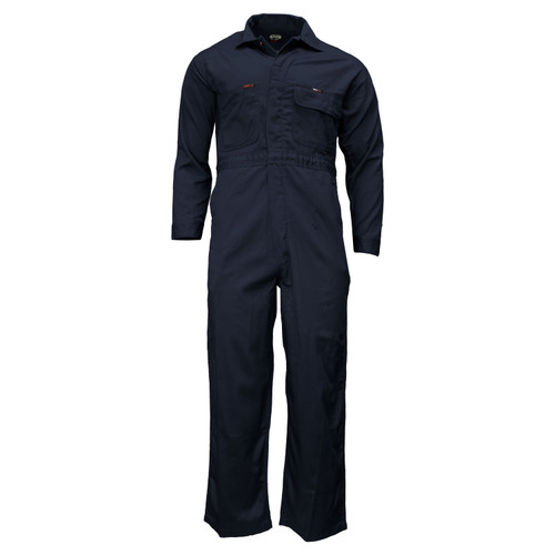 Flame Resistant Contractor Unlined Coverall Cotton Adjustable Cuff Pockets Bi-Swing Back