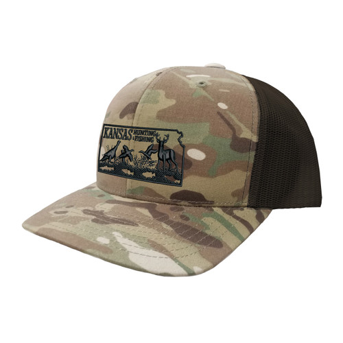 KSHF Logo Hat Six Panel Camouflage Polyester Cotton Mesh Embroidered Adjustable Snapback Trucker Cap