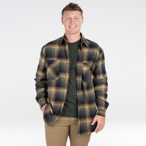 Fort Scott Plaids Yarn Dyed Cotton Banded Collar Hemmed Bottom Adjustable Cuff Chest Pockets Heavy Duty