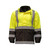 Hi-Visibility Sight Coat ANSI Class 2 ISEA 107-2015 Reflective Tape Velcro Sleeve Openings Zipper Pockets Removable Hood