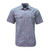 Blue Chambray Short Sleeve Shirt Cotton Washed Relaxed Fit Pocket Flaps Pencil Slot Pearl Snap