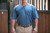 Blended Short Sleeve T-Shirt Cotton Polyester Pocket Crew Neck - Aqua Sun