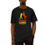 Front of a black short sleeve tee with yellow and red LLAMA ATTACK and silhouette art on the front.