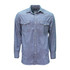 Blue Chambray Long Sleeve Shirt Cotton Washed Relaxed Fit Pocket Flaps Pencil Slot Pearl Snap