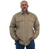 Front of Long Sleeve Western Welder's Shirt. A Heavyweight Relaxed Fit shirt with Pocket Flaps, Pencil Slot, and Pearl Snaps.