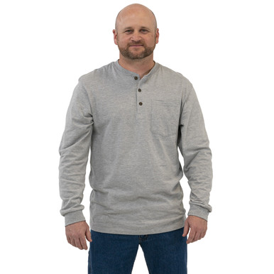 Men's Long-Sleeve Premium Heavyweight Henley Tee, Men's Clearance