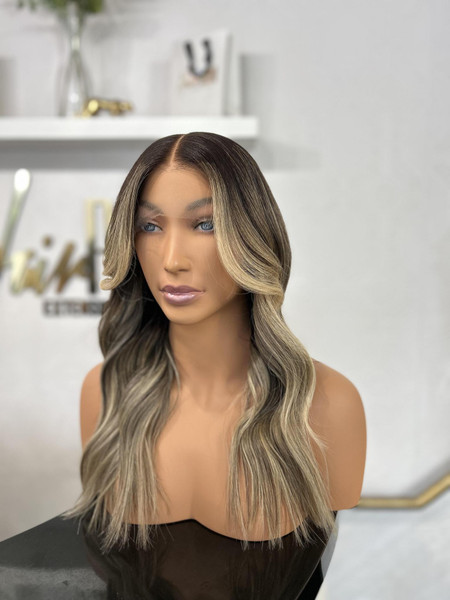 (Ready To Ship) Zara – Natural Dark Brown W/ Blonde Highlights HD Lace Wig