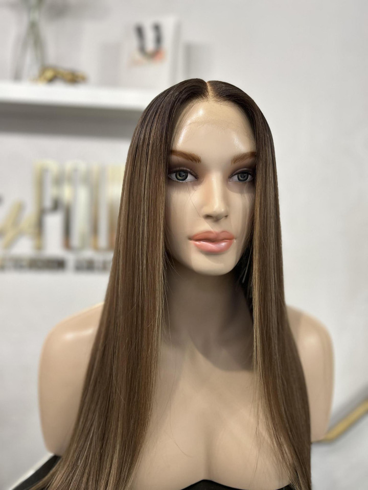 (Ready To Ship) Sophie – Rooted Brown HD Lace Wig W/ Highlights