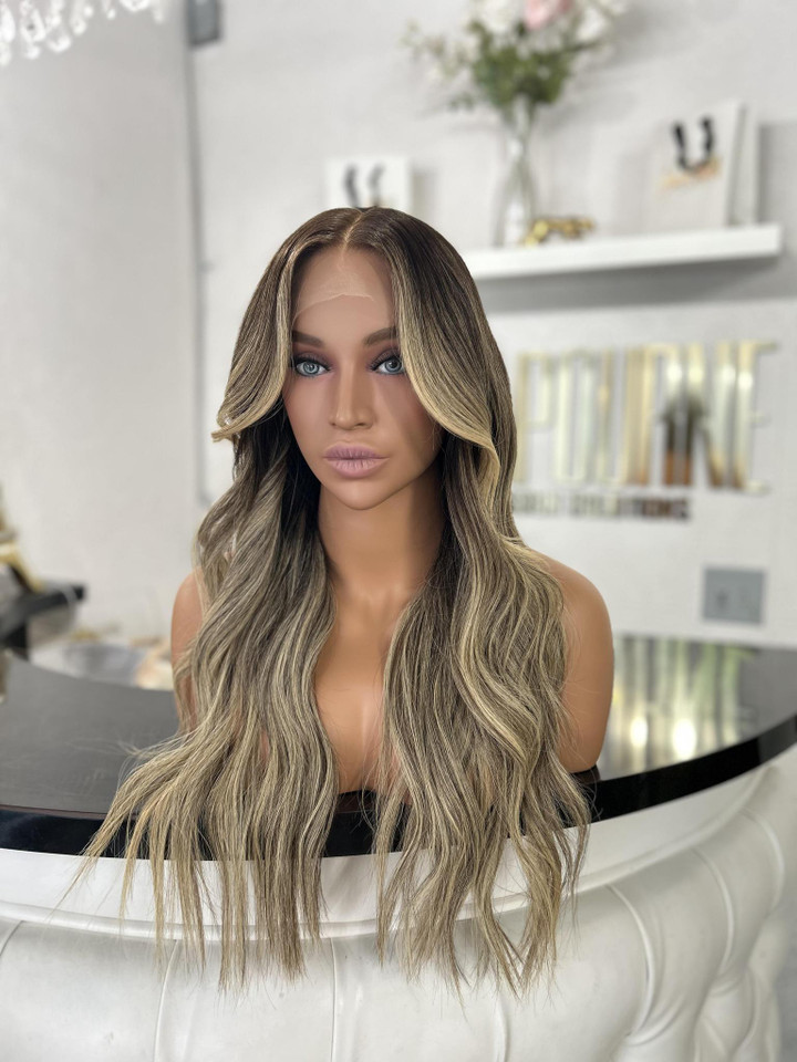 (Ready To Ship) Chanel – Natural Dark Brown Highlighted HD Lace Wig