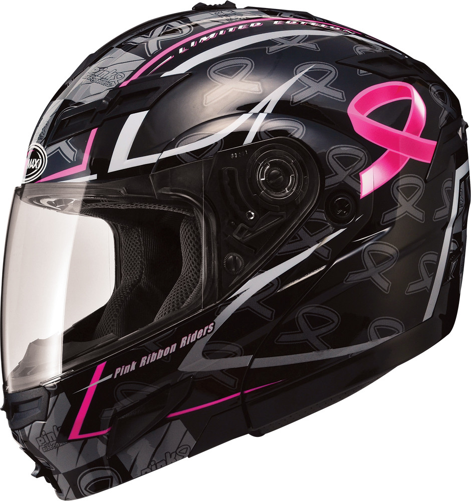gmax gm54 modular pink ribbon womens motorcycle helmet GM-11 Decima Black/Pink/Blue LG Equip yourself with the GMAX FF GMax GM54S Pink Ribbon Helmet
