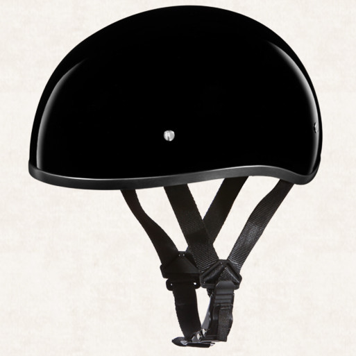 daytona dot skull cap leather motorcycle helmet W/O VISOR - Hi-Gloss Black meeting the minimum liner requirement of 1 inch Daytona Skull Cap Pistons Skull