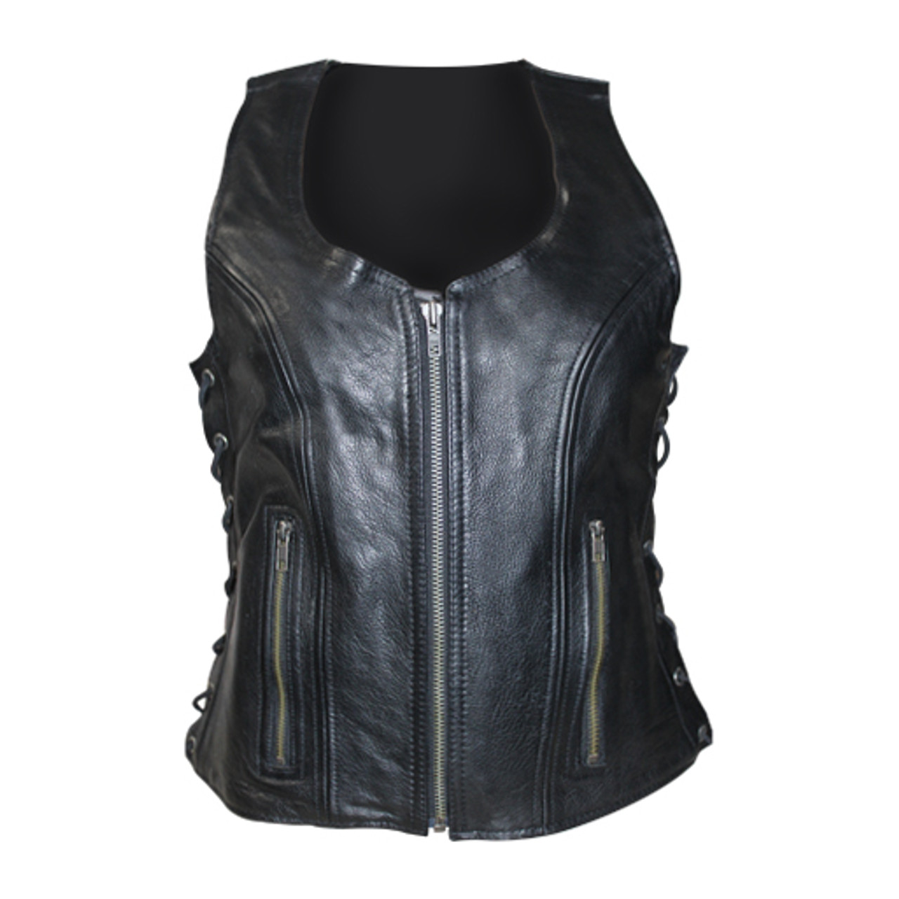 Women's Zip Front Naked Leather Vest