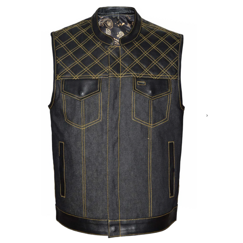 ☆【NASTY FANCY CLUB】☆STRIPE LAYERED VEST SET-U.P☆ Men's Zippered Club Vest with Red & Gold Paisley Lining