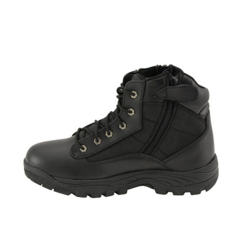 Mens 6″ Leather Tactical Lace Front Boot w/Side Zipper Entry
