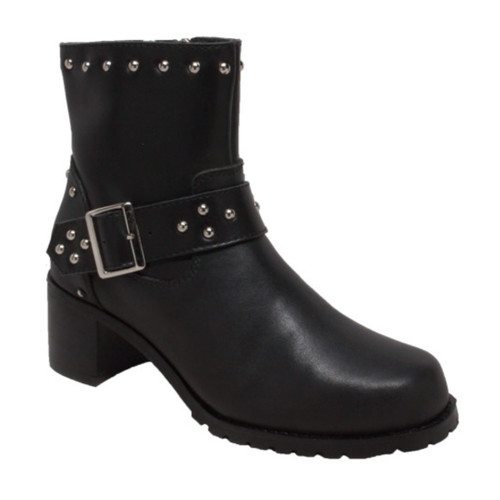 Women's 6" Heeled Buckle Biker Boot Black