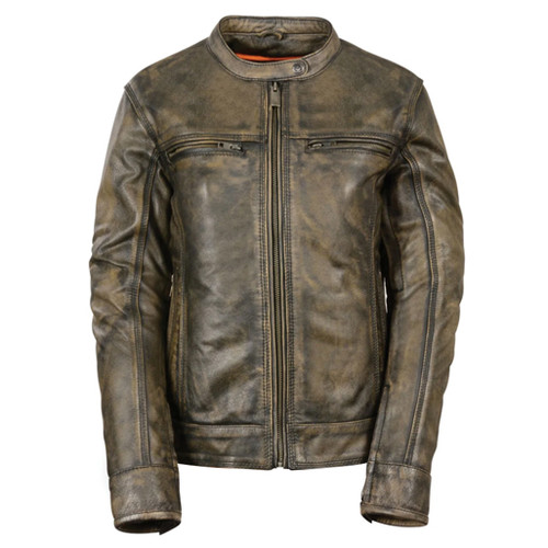 Women's Distressed Brown Leather Jacket
