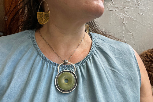 Olive Jade Donut Moat Necklace Olive Jade Donut Moat Necklace